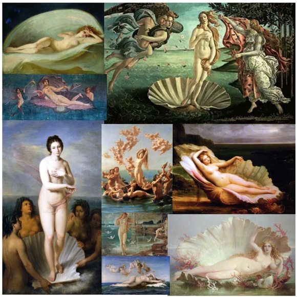 “Birth of Venus" Aphrodite Greek Mythology Goddess Handmade Earrings Seashells - Picture 2 of 14